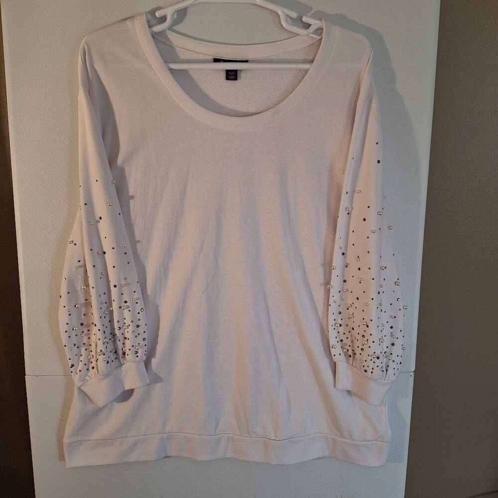 Romans crewneck dressy womens sweatshirt with beading and sequins on the sleeves